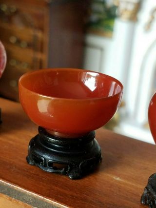Antique Dollhouse Miniature Asian Glass Ginger Jars & Bowl Set 1:12 5