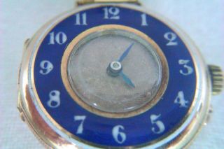 Rare 9ct Rose Gold & Enamel 15 Jewel Swiss Movement Ladies Wrist Watch 1913