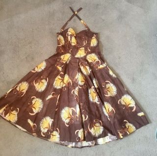 Vintage 1950s Alfred Shaheen Hawaiian Pinup Girl Dress
