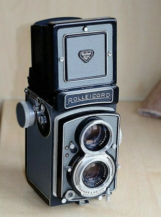 A Vintage Franke & Heidecke Rolleicord Vb Film Camera & Prism Viewer & Cases