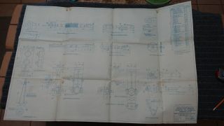 (h127) 1918 Blueprint Drwg 26 " X 39 " - Details Wire Lead Operating Gear