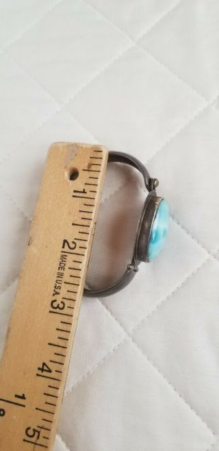 Vintage Inlay Light larimar Sterling Silver 925 Bracelet Rare Hard to Find 3