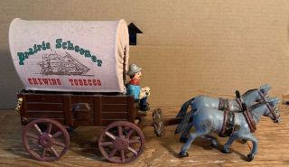 Vintage Antique Hubley Arcade Kenton Cast Iron Horse Wagon Prairie Schooner Ec