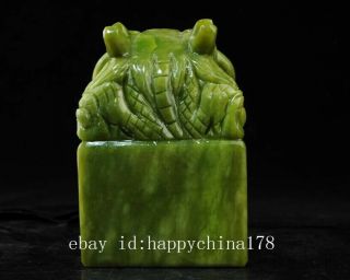 chinese natural jade hand - carved delicate dragon imperial jade seal j02 4