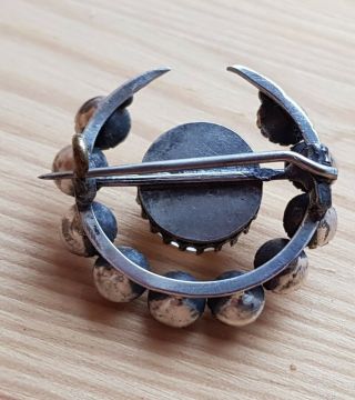Rare Edwardian Antique Man In The Moon Silver Tone & Paste Crescent Moon Brooch 5