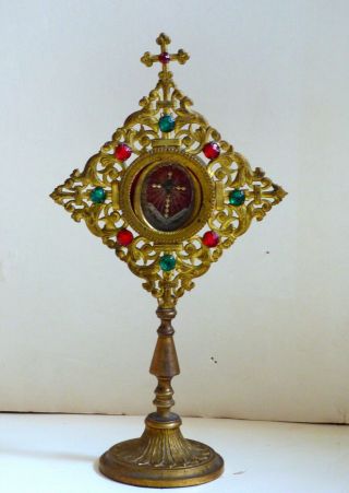 1880 Monstranz Rare True Cross Of Our Lord Jesus Christ Relic Theca Reliquary