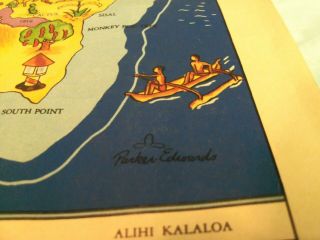 Vintage Dole Map of Hawaiin Islands Litho Copyright 1937 by Parker Edwards 7