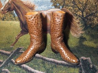 Vintage Lucchese Full Quill Ostrich All Over Western Cowboy Boots 9d $3850