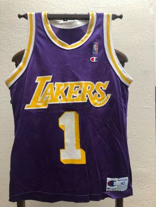 Vintage Rare Anthony Peeler Los Angeles Lakers Champion Jersey Size 40 Kobe