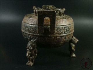 Very Large Fine Old Chinese Tripod Bronze Made Vase Pot Statue Collectibles 4