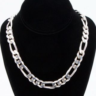 Sterling Silver - Italy 12mm Figaro Link Chain 22.  25 " Heavy Necklace - 153.  5g
