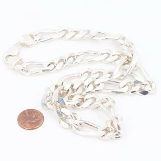 Sterling Silver - ITALY 12mm Figaro Link Chain 22.  25 