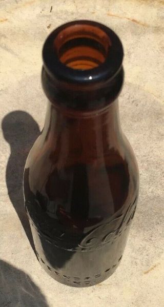 Rare Amber Straight Side Coca Cola Bottle Greencastle Indiana 12