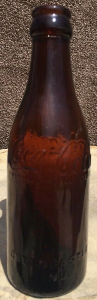 Rare Amber Straight Side Coca Cola Bottle Greencastle Indiana