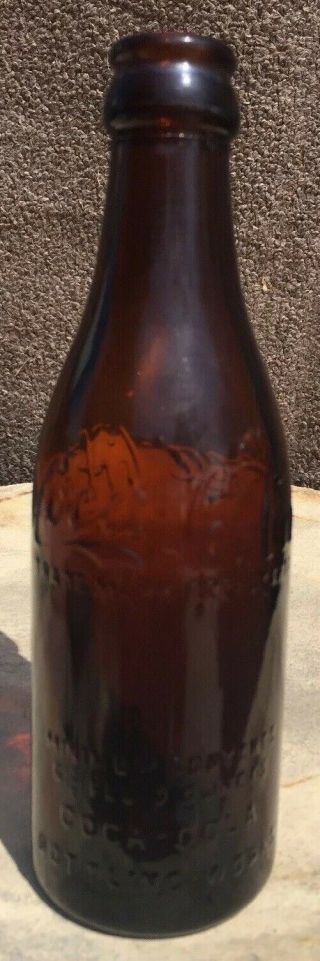 Rare Amber Straight Side Coca Cola Bottle Greencastle Indiana 5