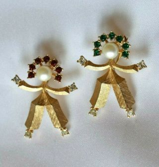 Vintage Crown Trifari Signed " Jon " Pins Designed By Alfred Philippe