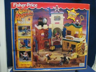 Vintage Fisher Price Great Adventures Wild Western Town Set Nos Factory