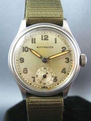 Vintage Longines Wittnauer Stainless Steel WW2 Military Style Mens Watch 15j 2