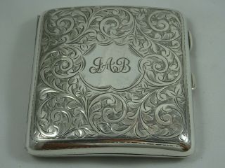 Pretty Solid Silver Cigarette Case,  1918,  120gm