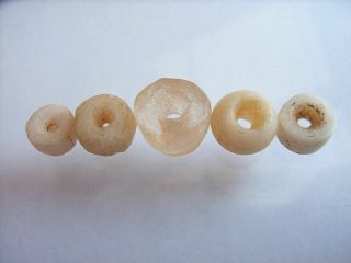 5 Ancient Roman Rock Crystal,  Quartz Beads Romans Very Rare 5rqb