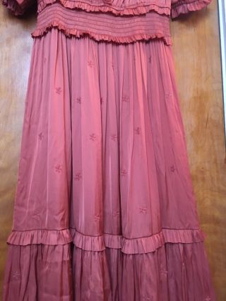 Ulla Johnson Maya Pleated Midi Dress Antique Rose Copper Maxi Ruched Deep V Sz 6 9
