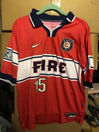 Vintage Mls Chicago Fire Nike Marsch 15 Soccer Jersey Size L