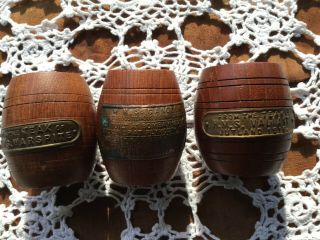 3 Turned Teak Barrels (treen) From Hms Ganges,  Hms Warspite & Hms Valiant