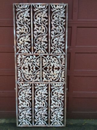 Awesome Vintage Wrought Iron Room Divider Wall Panel Garden Decor Roses Vines