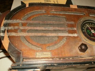 Old vintage rare wood table top tube radio1937 Silver oval model 139 5