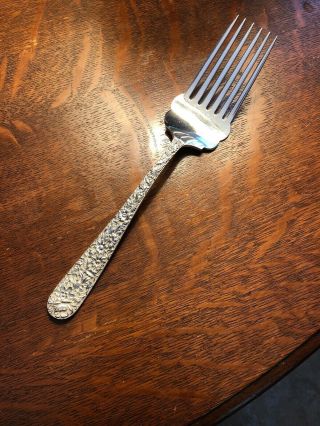 S Kirk And Son Six Tine Serving Fork Sterling Silver With Monogram
