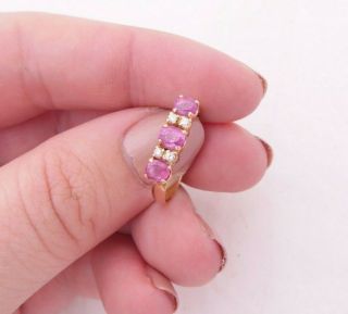 18ct Gold Diamond Ring,  Pink Sapphire Art Deco Design Ring 18k 750