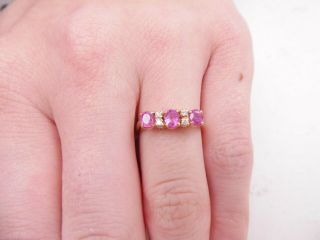18ct gold diamond ring,  pink sapphire art deco design ring 18k 750 4