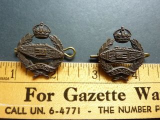 Wwii Canadian Tank Corps Regiment Collar Badges W/flat Back