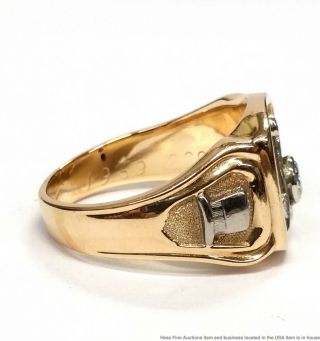 14K Yellow White Gold Fine Diamond Mens Vintage 1969 Masonic Ring Size 10.  5 2