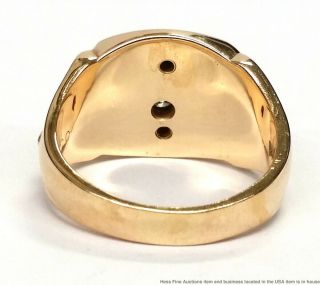 14K Yellow White Gold Fine Diamond Mens Vintage 1969 Masonic Ring Size 10.  5 4