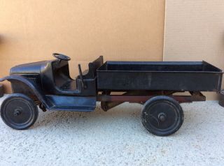 1920s Buddy L Dump Truck Hydraulic Lift Vintage Pressed Steel Toy Truck 3