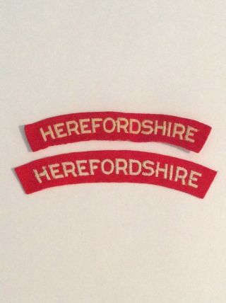 Two Herefordshire Regiment Cloth Shoulder Titles