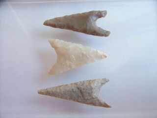 3 Ancient Neolithic Flint Arrowheads,  Stone Age,  Very Rare