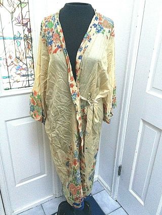 Antique Vintage Silk Pongee 1920’s Robe 5