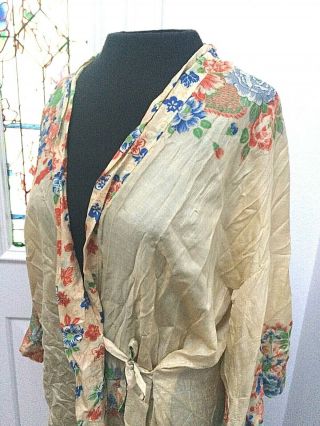 Antique Vintage Silk Pongee 1920’s Robe 7