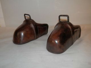 Antique Ww1 Pair Military Leather Clog Foot Protector Stirrups