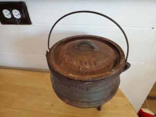 Vintage Falkirk Cast Iron 3 Leg Cauldron Pot With Lid