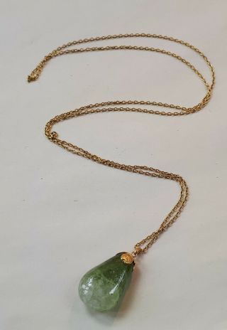 2 X Liberty 1970s 14ct Gold Necklace Chains & Mixed Tourmaline Pendants.  Tinker