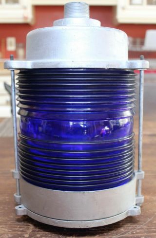 Fresnel Nautical Buoy Piling Barrell Blue Lens Stacked Aluminum Housing Heavy