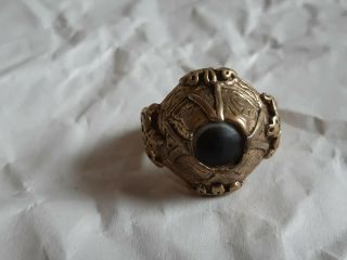 Large Antique Ancient Gold Ring Turkish Ottoman Evil Eye Agate