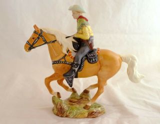 Vintage Beswick Model 1377 Palomino Horse Figurine w/Mounted Cowboy 2