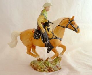Vintage Beswick Model 1377 Palomino Horse Figurine w/Mounted Cowboy 4