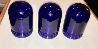 3 Vtg Russell & Stoll R&S Co Nautical Light Fixture Globes Cobalt Industrial 2
