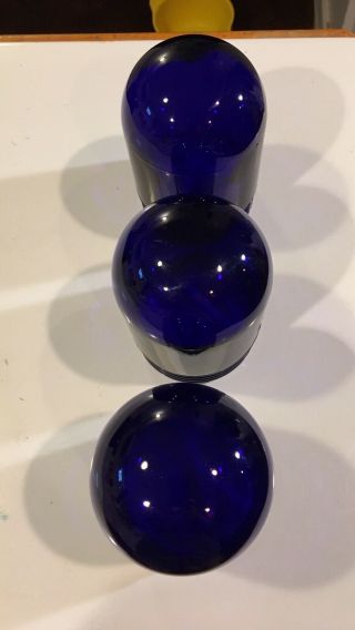 3 Vtg Russell & Stoll R&S Co Nautical Light Fixture Globes Cobalt Industrial 3