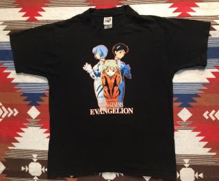 Vintage Neon Genesis Evangelion T Shirt Anime Akira Large Hook Ups
